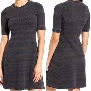 Athleta charcoal rib knit short sleeve A-line dress